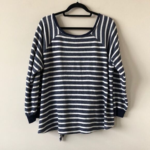 Caslon Stripe Boatneck Knot Front Sweater - Picture 2 of 7